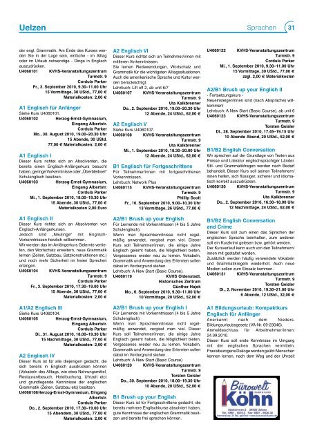 Programm 2/2010 - Kreisvolkshochschule Uelzen/Lüchow ...