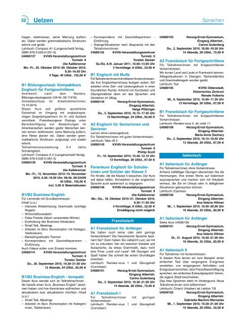 Programm 2/2010 - Kreisvolkshochschule Uelzen/Lüchow ...