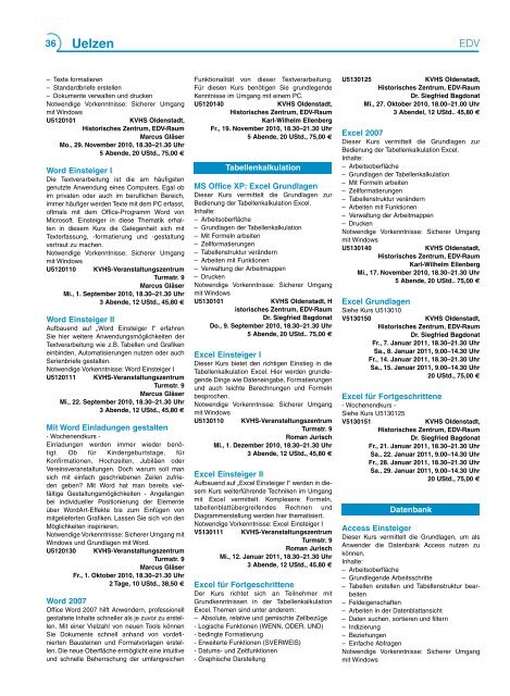 Programm 2/2010 - Kreisvolkshochschule Uelzen/Lüchow ...