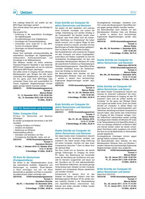 Programm 2/2010 - Kreisvolkshochschule Uelzen/Lüchow ...