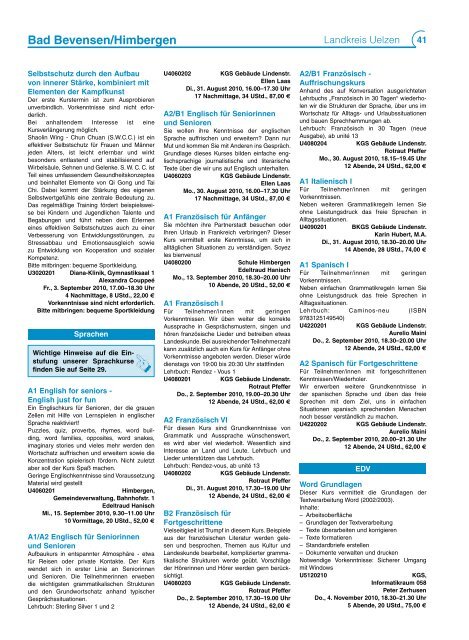 Programm 2/2010 - Kreisvolkshochschule Uelzen/Lüchow ...