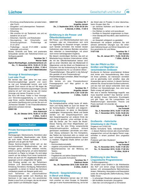 Programm 2/2010 - Kreisvolkshochschule Uelzen/Lüchow ...