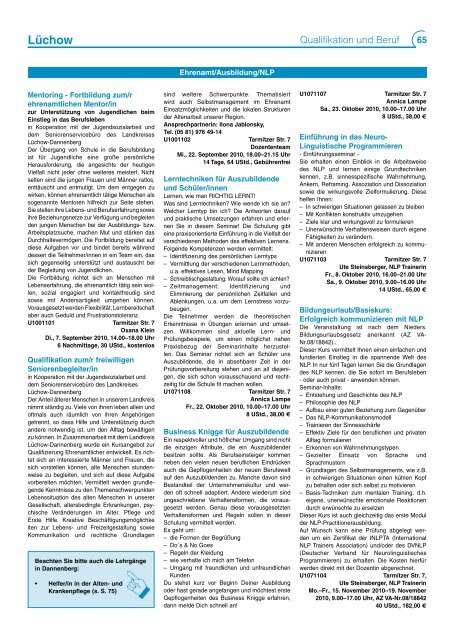 Programm 2/2010 - Kreisvolkshochschule Uelzen/Lüchow ...