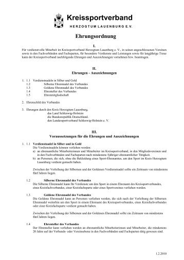 Ehrungsordnung KSV - Kreissportverband Herzogtum Lauenburg