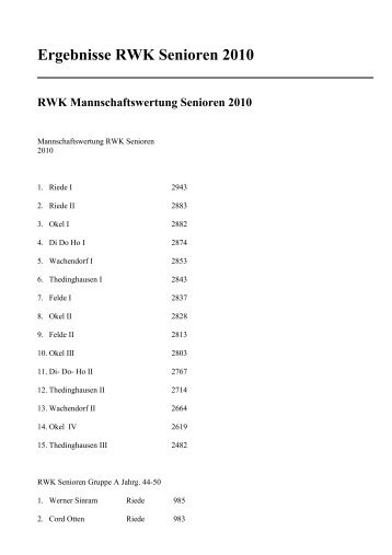 KK 100m Auflage Senioren A - KreisschÃ¼tzenverband Weser-Eyter