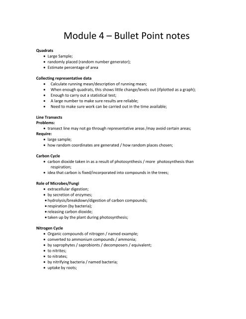 Module 4 Bullet Point Notes - updated Oct 2010