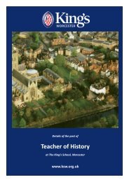 Teacher of History - The King's School