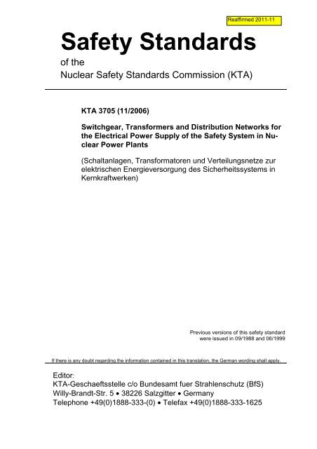 Safety Standards Kta