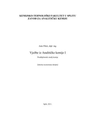 VjeÅ¾be iz AnalitiÄke kemije I - Kemijsko-tehnoloÅ¡ki fakultet