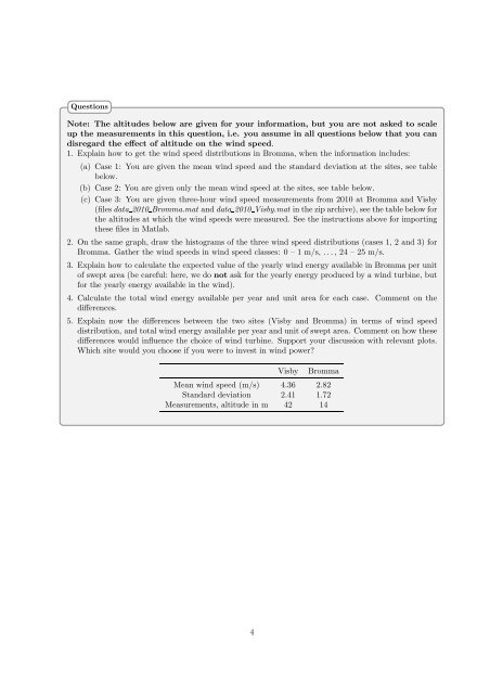 EG2040 Wind Power Systems Assignment 1 â Wind measurements ...