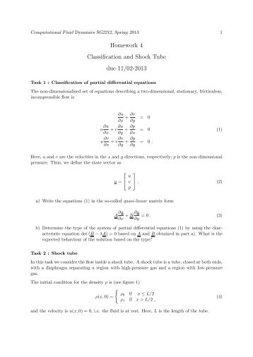 Homework 4 Classification and Shock Tube due 11/02-2013 - KTH