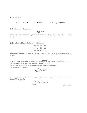 Uppgifter till Seminarium 5 - KTH