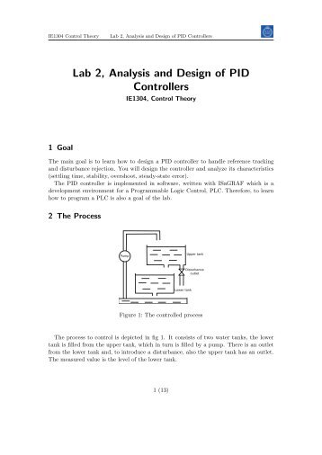 Lab 2, Analysis and Design of PID Controllers - KTH