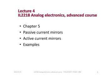 Chapter 5 â¢ Passive current mirrors â¢ Active current mirrors â¢ Examples