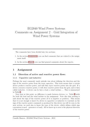 EG2040 Wind Power Systems Comments on Assignment 2 â Grid ...