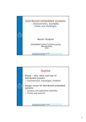 Distributed embedded systems Outline