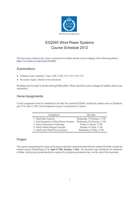 EG2040 Wind Power Systems - KTH