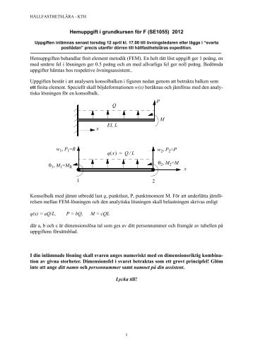 Hemuppgift i grundkursen fÃ¶r F (SE1055) 2012 Hemuppgiften ... - KTH