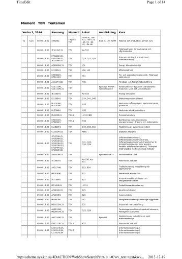 Omtenta och tentaschema v2-3, kurskod (pdf 255 kB) - KTH