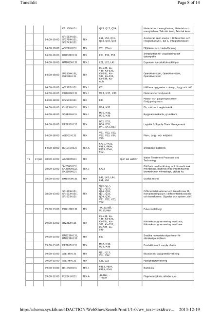 Omtenta och tentaschema v2-3, kurskod (pdf 255 kB) - KTH