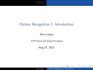 Pattern Recognition 1: Introduction - KTH