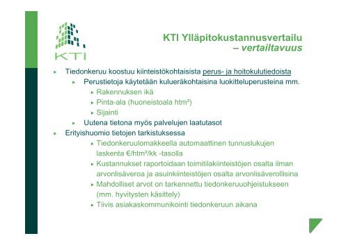 KTI YllÃ¤pitokustannusvertailu 2011