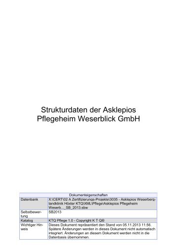 Strukturdaten der Einrichtung - KTQ