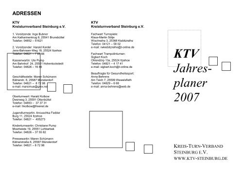 Jahresplaner 2007 - Kreisturnverband Steinburg eV