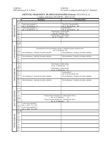 LIETUVIÅ² FILOLOGIJA IR (SPECIALIZACIJOS) II kursas 2013/2014 ...