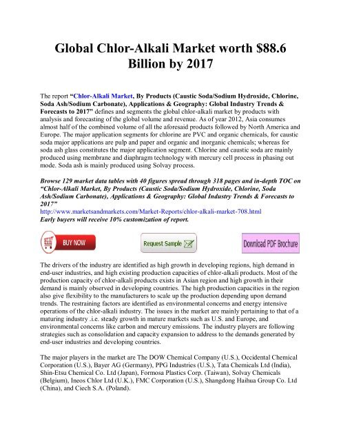 Global Chlor-Alkali Market worth $88.6 Billion by 2017