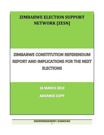 ZIMBABWE ELECTION SUPPORT NETWORK [ZESN] - Kubatana