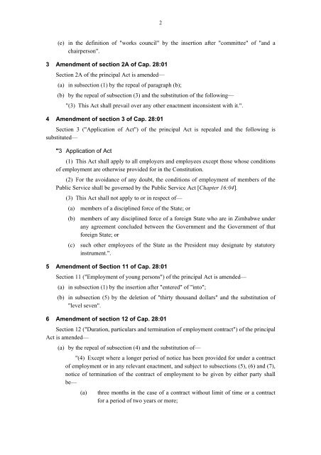 Labour Amendment Act 2005 - Act No 7 of 2005 - Kubatana