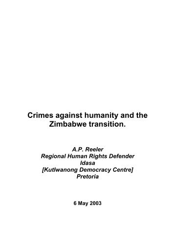 Crimes against humanity and the Zimbabwe transition - Kubatana