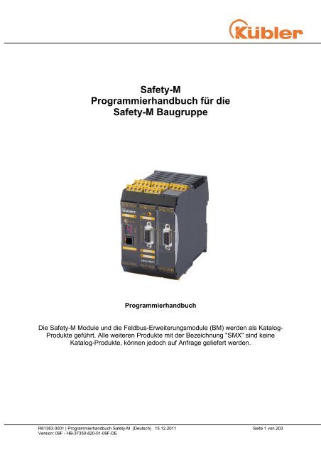 Programmierhandbuch Safety M