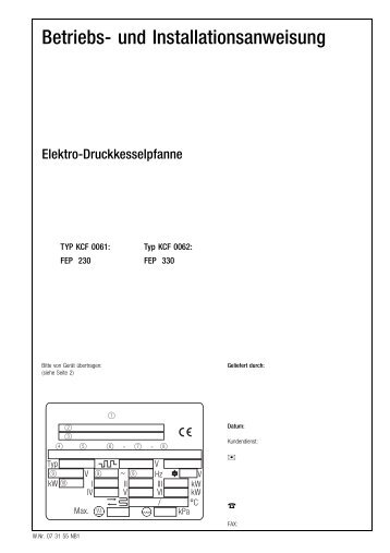 Betriebs- und Installationsanweisung