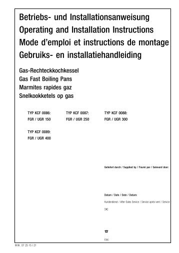 Betriebs- und Installationsanweisung Operating and Installation ...