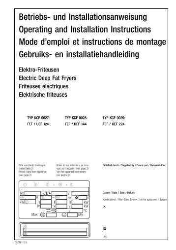 Betriebs- und Installationsanweisung Operating and Installation ...