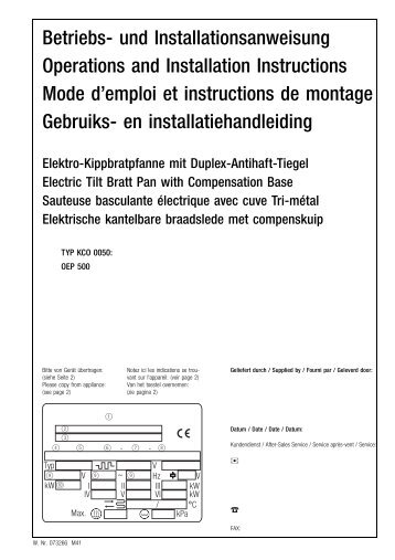 Betriebs- und Installationsanweisung Operations and Installation ...