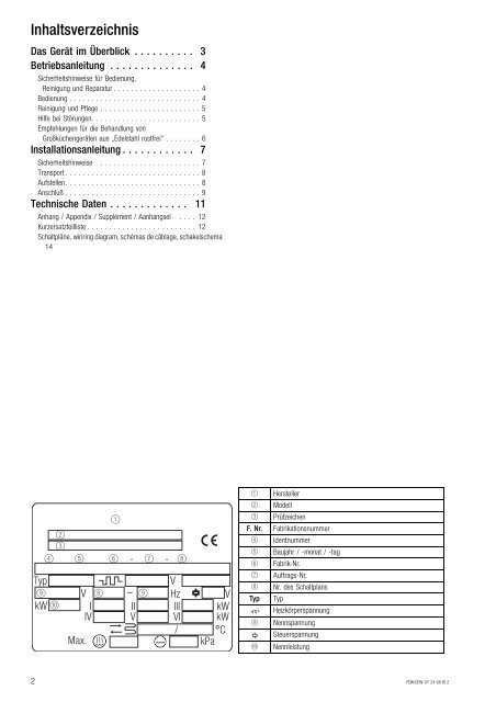 Betriebs- und Installationsanweisung