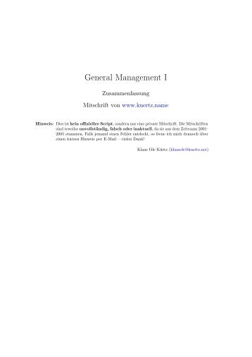 General Management 1 - Mitschriften von Klaas Ole KÃ¼rtz