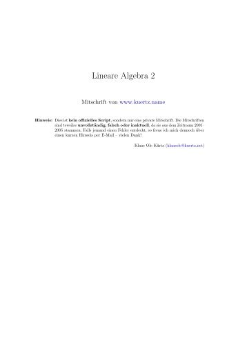 Lineare Algebra 2 - Mitschriften von Klaas Ole KÃ¼rtz