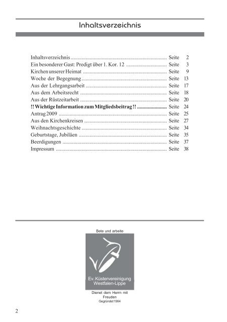 Heft 216 - Ev. KÃ¼stervereinigung Westfalen-Lippe