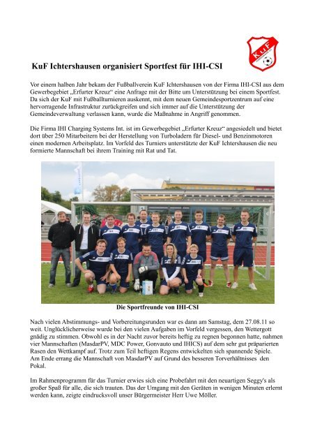 KuF Ichtershausen organisiert Sportfest fÃ¼r IHI-CSI - beim KuF ...