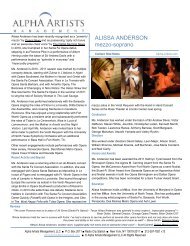 ALISSA ANDERSON mezzo-soprano - Alpha Artists Management