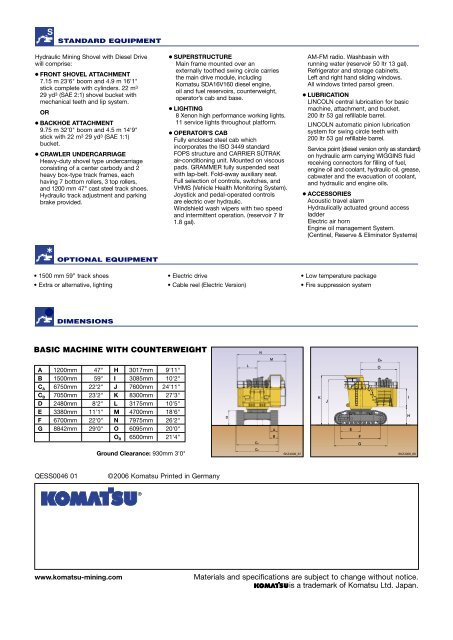 Download PC4000-6 Specification (PDF) - Komatsu