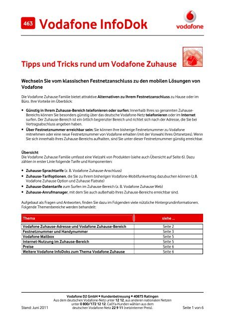 Infodok 463: Tipps und Tricks rund um Vodafone Zuhause