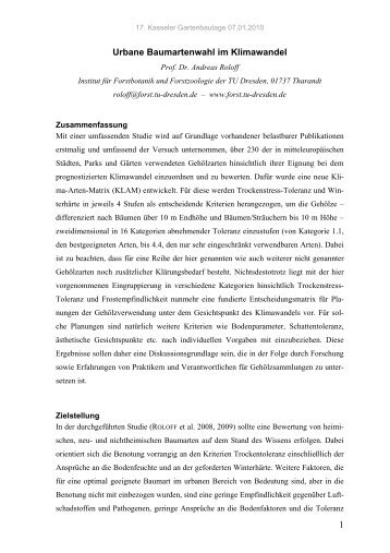 Vortragsartikel inkl. Artenlisten - KuK Klimawandel und Kommunen