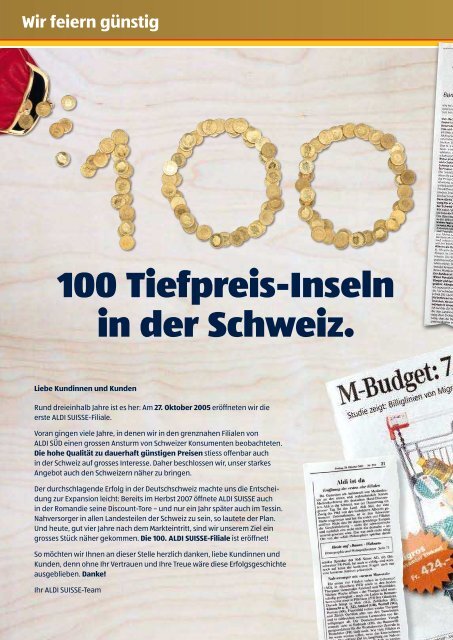 100. Filiale in der Schweiz - Aldi Suisse AG