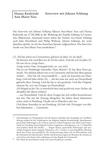 Interview mit Johann Schlamp - Kultur.uni-hamburg.de