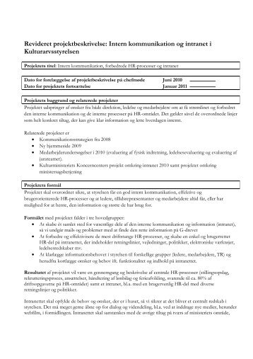 Bilag 1 - Projektbeskrivelse intern kommunikation og intranet i pdf